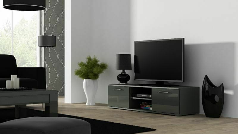 eoshop TV stolík Soho, 140 cm, sivá / šedá lesk